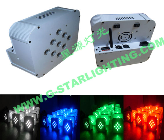 9*10W 4N1 RGBW/RGBA Battery Power and Wireless LED Flat Par Can